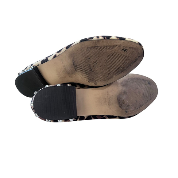 Marc Fisher Velvet Leopard Print Loarer Slip On Shoes Size 7.5M Studded Brown - Picture 6 of 6